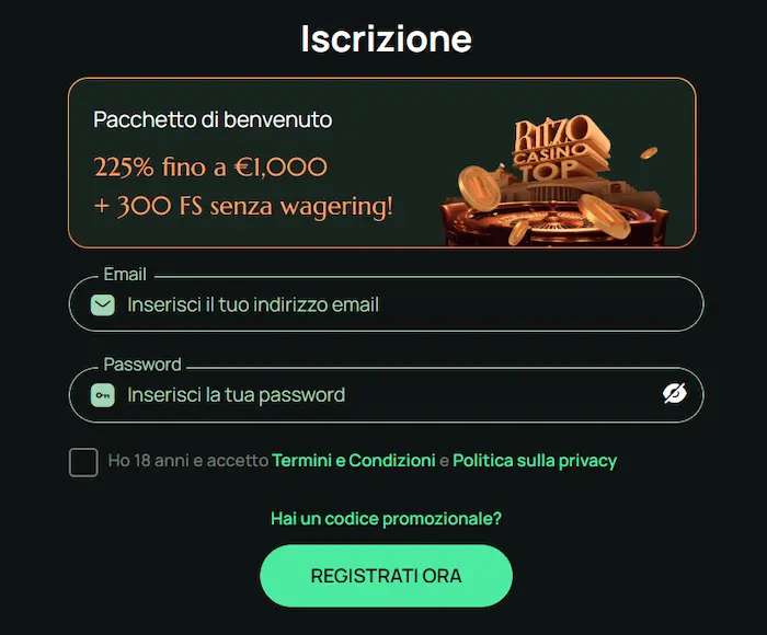 Ritzo Casino Italia registre